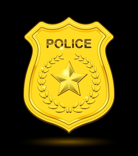 Insigne De Police Or Isol Vecteur Gratuite