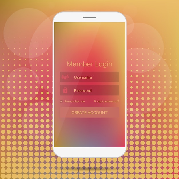 Interface de connexion des membres web sur le téléphone. Vecteur Premium