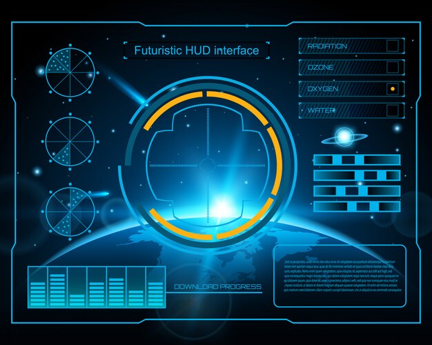 Interface de technologie futuriste fond d'interface utilisateur hud. Vecteur Premium
