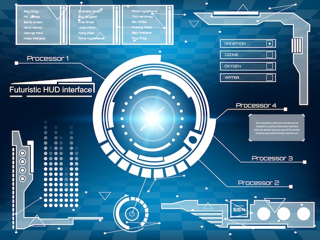 Interface de technologie futuriste fond d'interface utilisateur hud. Vecteur Premium