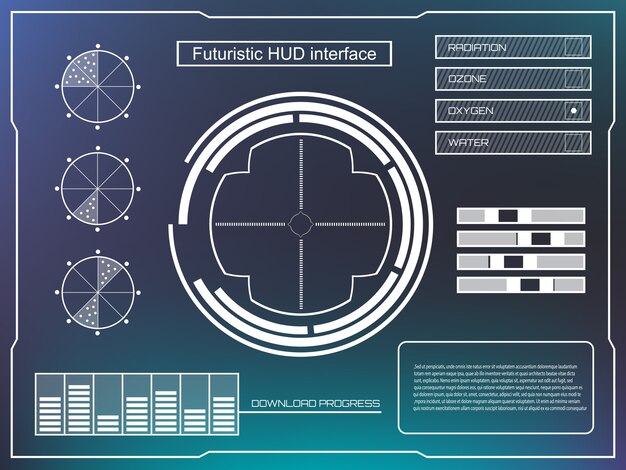 Interface utilisateur tactile virtuelle futuriste hud. Vecteur Premium