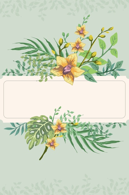 Invitation De Carte Postale De Feuille De Fleur Rétro