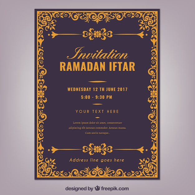 Invitation élégante De Ramadan Iftar | Vecteur Gratuite