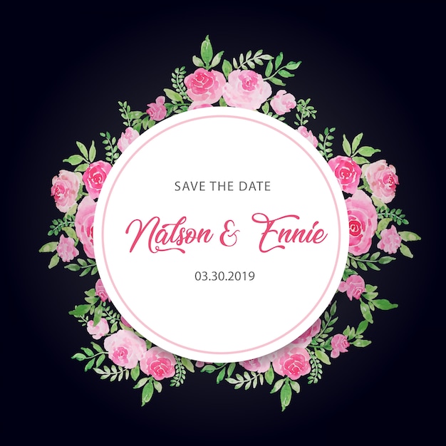 Invitation de mariage floral réserver la date Vecteur Premium