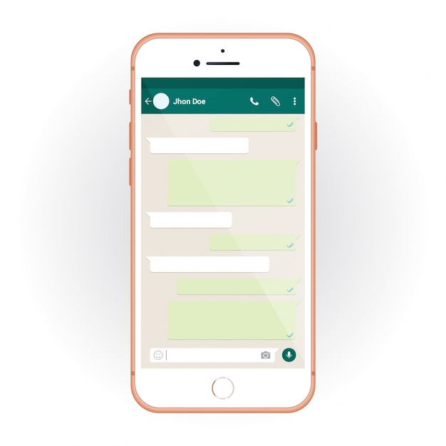 IPhone avec kit d'interface utilisateur mobile WhatsApp Messenger. Maquette de smartphone et application de chat Vecteur gratuit IPhone avec kit d'interface utilisateur mobile WhatsApp Messenger. Maquette de smartphone et application de chat Vecteur gratuit