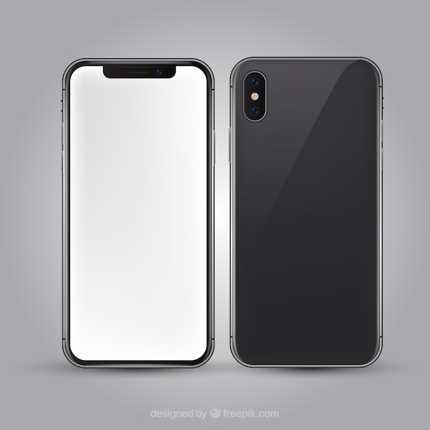 Iphone x avec écran blanc dans un style réaliste Vecteur gratuit