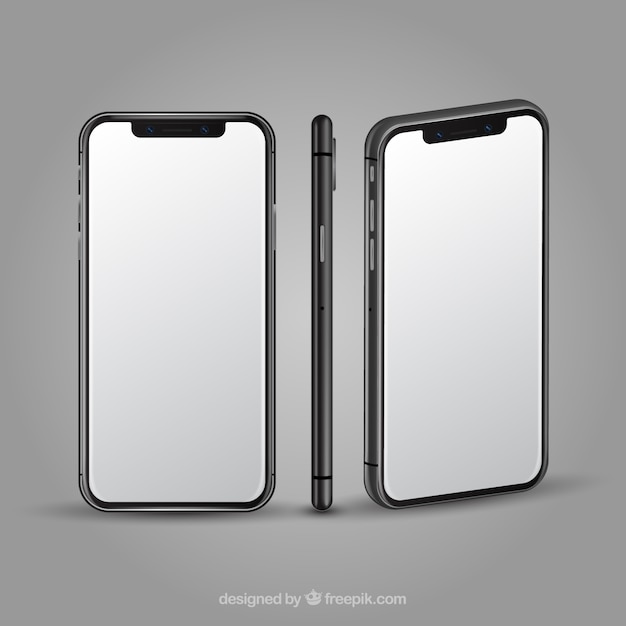Iphone x avec des vues différentes dans un style réaliste Vecteur gratuit