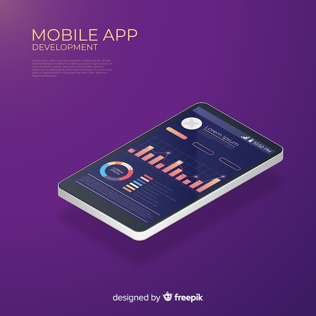Isométrique en cours d'exécution application mobile infographique Vecteur gratuit