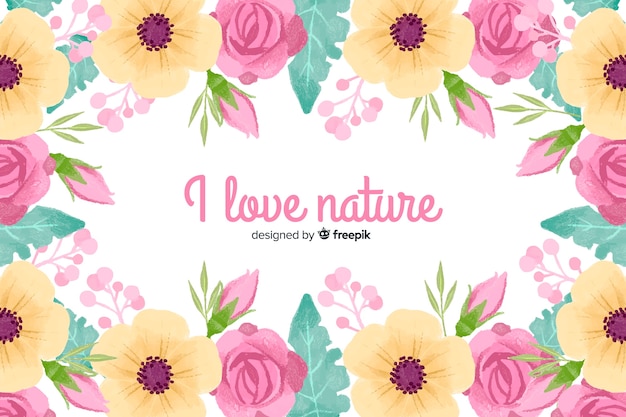 J Aime La Nature Lettrage Citation Avec Theme Floral Et Fleurs Vecteur Gratuite