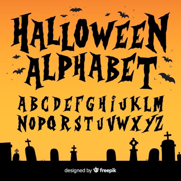 Jeu De L Alphabet Halloween Cr Atif Vecteur Premium