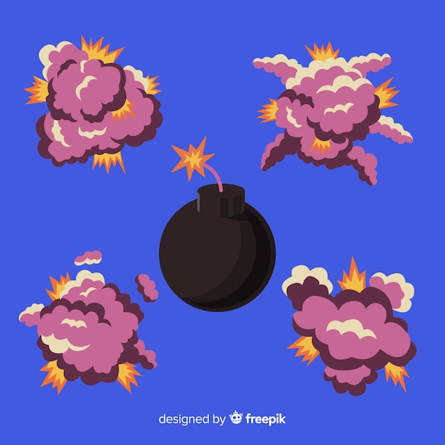 Jeu de bande dessinée d'effets d'explosion de bombe Vecteur gratuit