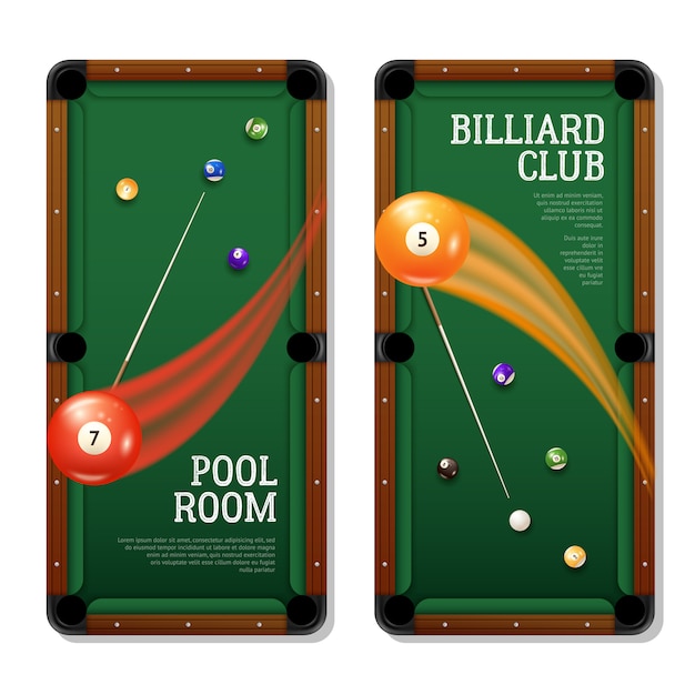 Jeu de bannières de billard Vecteur gratuit