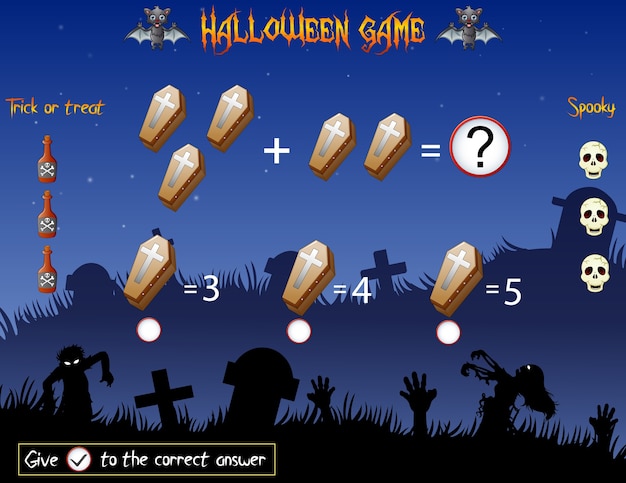 Jeu comptez les cercueils dans le thème halloween Vecteur Premium