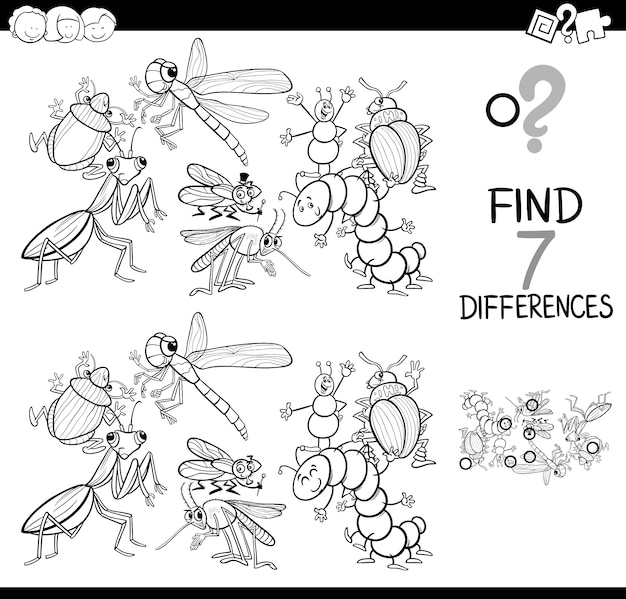 jeu de differences avec les insectes livre coloriage vecteur premium lego raiponce