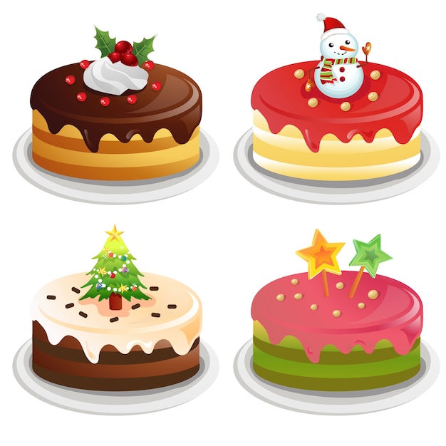 Jeu De Gateau De Noel Vecteur Premium