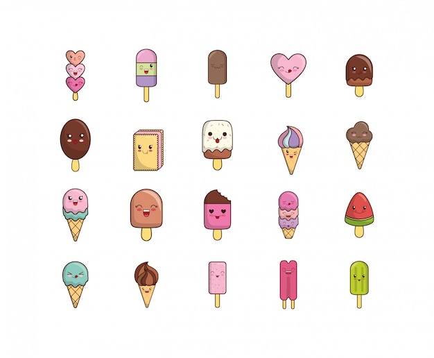 Jeu D ic nes De Glaces Et De Sucettes Glac es Kawaii Isol  