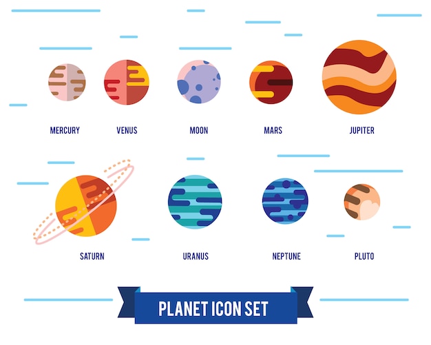 Jeu Dicônes Plat Des Planètes Du Système Solaire Le Soleil