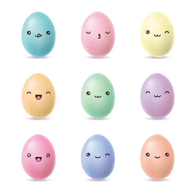 Jeu D oeufs  De P ques Heureux Oeufs  Kawaii Avec Des 