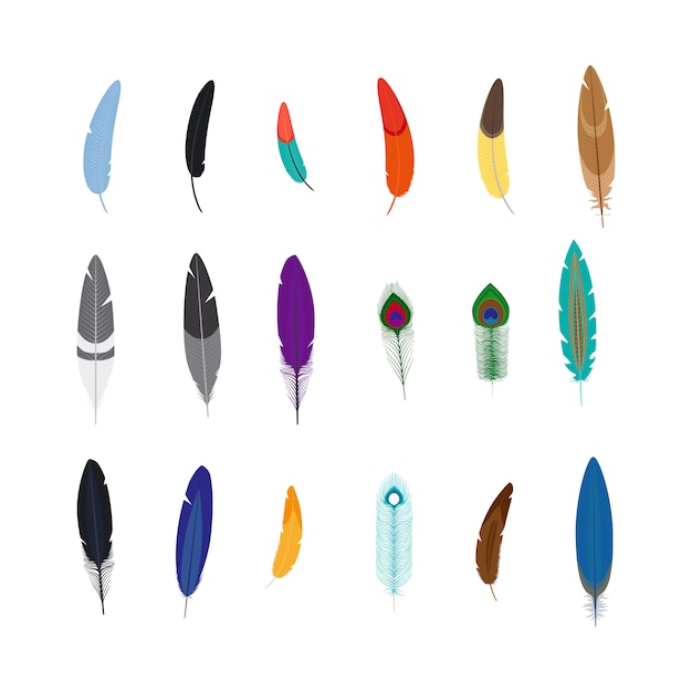 Jeu de plumes d'ornement vector Vecteur Premium