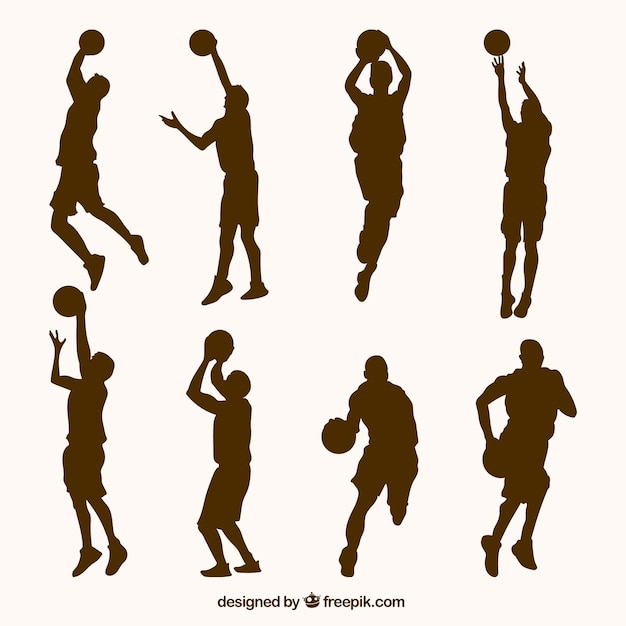 Jeu De Silhouettes De Joueurs De Basket-ball | Vecteur Premium