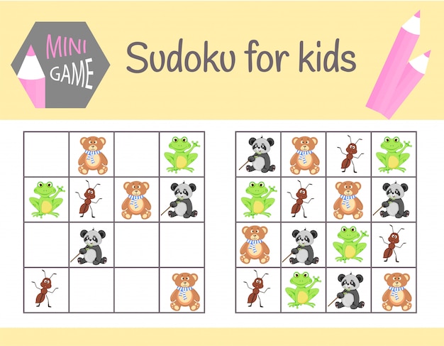 Jeu De Sudoku Pour Les Enfants Avec Des Images Et Des Animaux