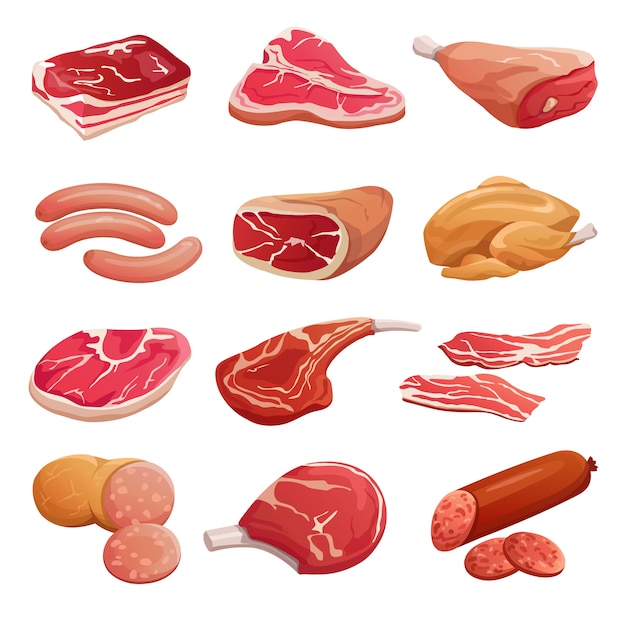 Jeu De Viande  De Dessin  Anim  Vecteur Premium