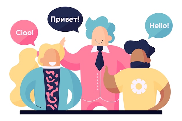 Jeunes Parlant Dans Différentes Langues Vecteur gratuit