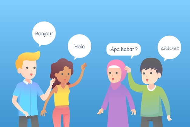 Jeunes Parlant Dans Différentes Langues Vecteur gratuit