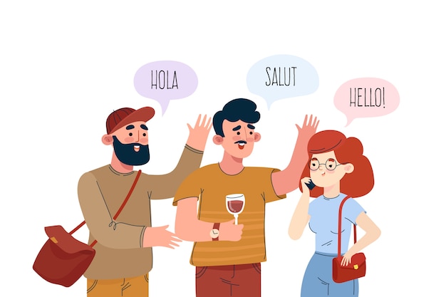 Jeunes Parlant Dans Différentes Langues Vecteur gratuit
