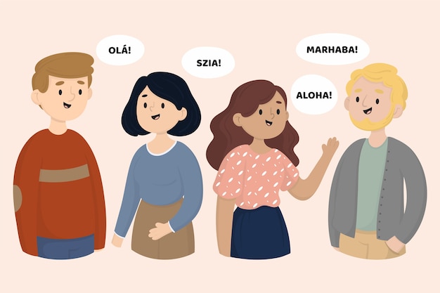 Jeunes Parlant Dans Différentes Langues Vecteur gratuit