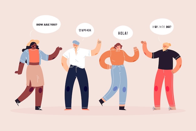Jeunes Parlant Dans Différentes Langues Vecteur gratuit