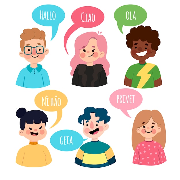 Jeunes Parlant Dans Différentes Langues Vecteur gratuit
