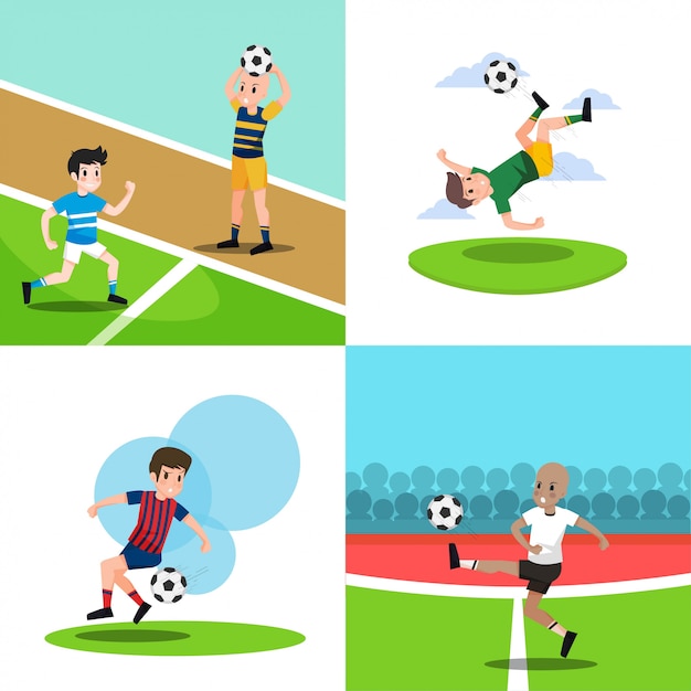 Jouer au football illustration Vecteur Premium
