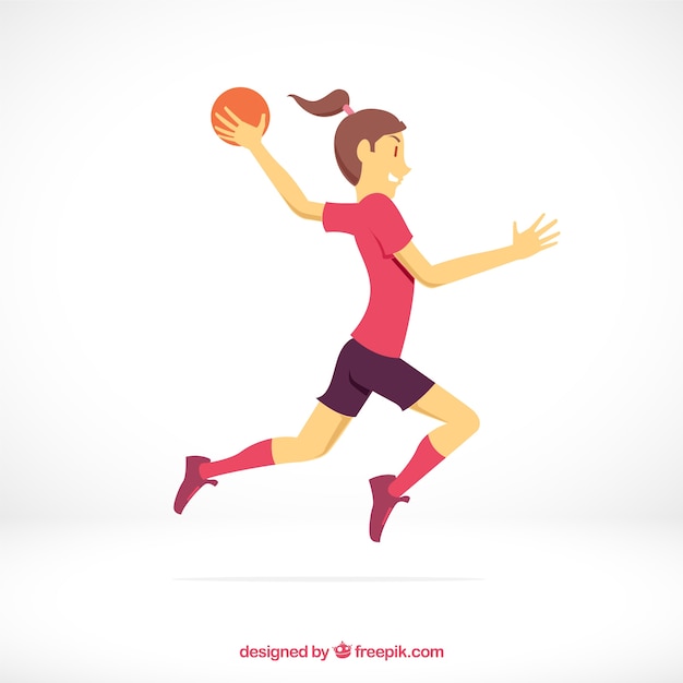 Joueur de handball athlétique avec un design plat Vecteur gratuit