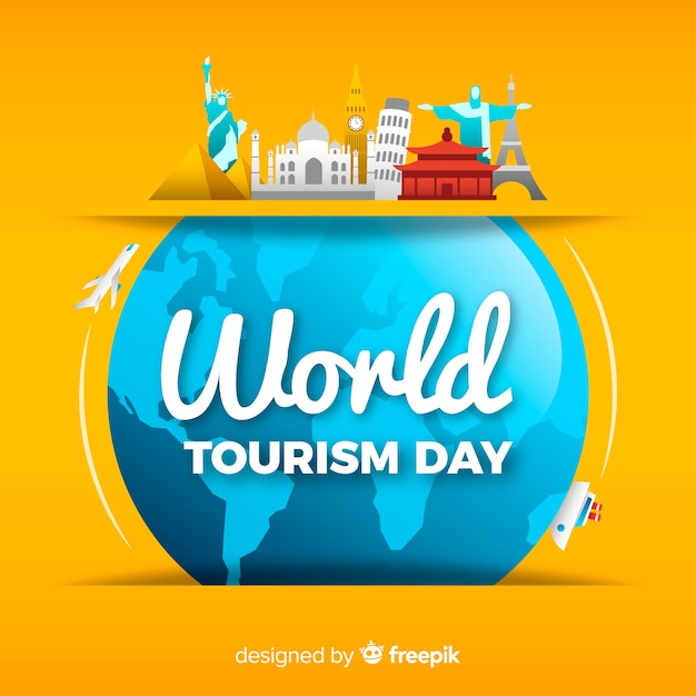 Journée de tourisme avec des monuments autour de la terre Vecteur gratuit