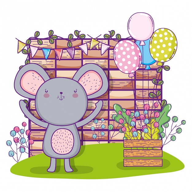 Joyeux Anniversaire Koala Avec Ballons Et Mur De Briques Vecteur Premium