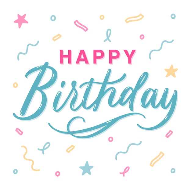 Joyeux Anniversaire Lettrage Coloré Pour Carte De Voeux Vecteur Premium