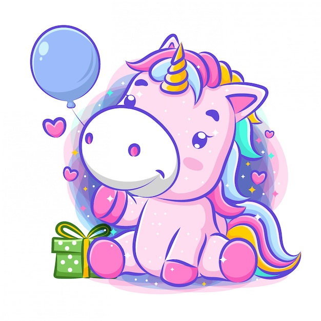 Joyeux Anniversaire De Licorne Mignon Vecteur Premium