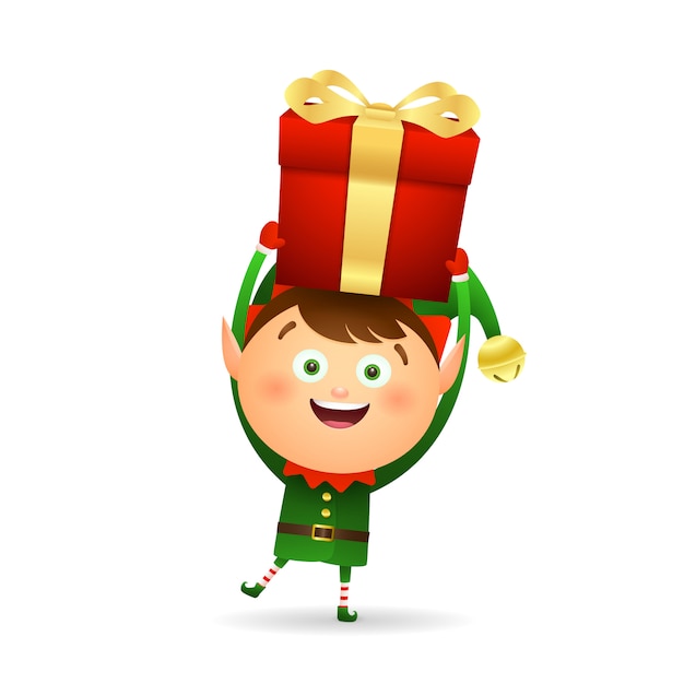 Joyeux Elfe De Noël Donnant Des Cadeaux | Vecteur Gratuite