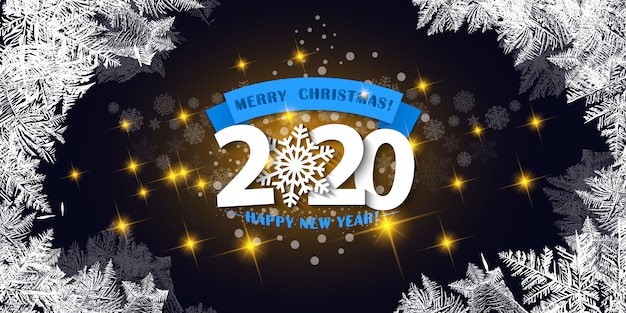 Joyeux Noel Et Bonne Annee 2020 Carte De Voeux Vecteur Premium