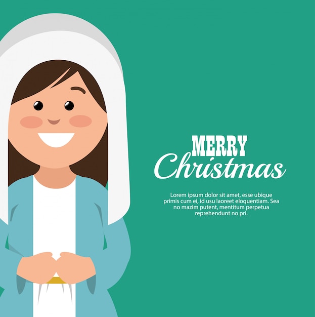 Joyeux Noel Carte Avec Vierge Marie Souriant Vecteur Gratuite