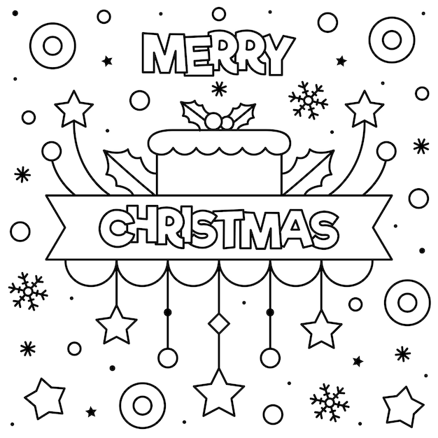 Joyeux Noel Coloriage Vecteur Premium