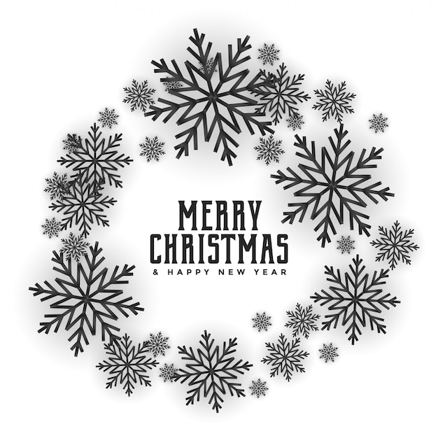 Joyeux noël flocons de neige cadre design de carte attrayant Vecteur gratuit