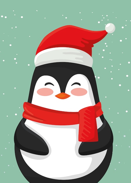 Joyeux Noël Personnage Mignon De Pingouin  Vecteur Gratuite