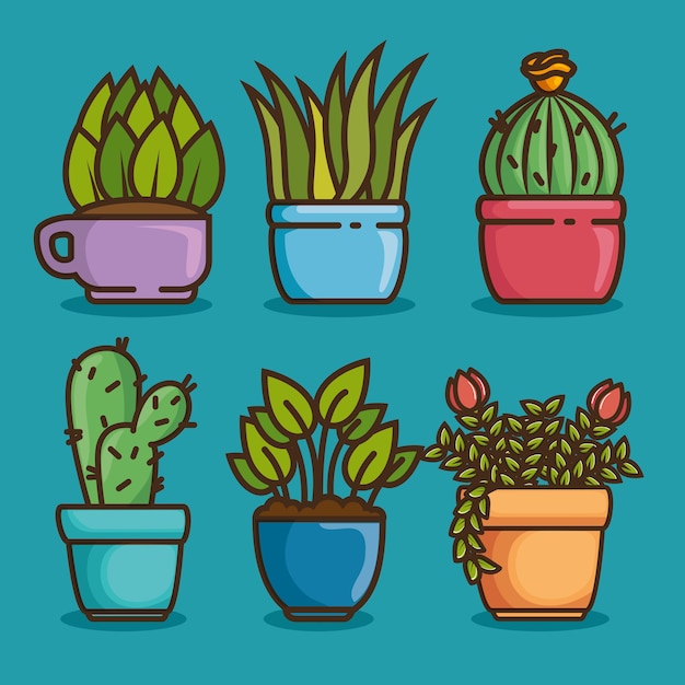 Kawaii Pot Dessin De Plantes Naturelles Télécharger Des