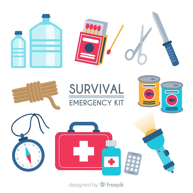 Kit De Survie D Urgence Cr Atif Au Design Plat Vecteur Gratuite