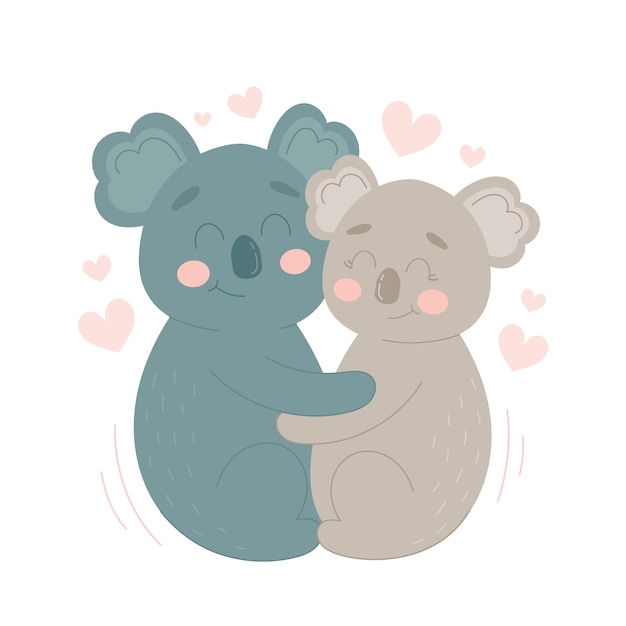 Koala Valentines Day Animal Couple Vecteur Gratuite