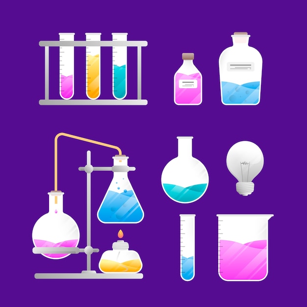 Laboratoire Scientifique Objets Isoles Sur Fond D Ecran Violet Vecteur Gratuite