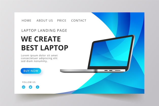 Landing page avec un modèle de portable Vecteur gratuit