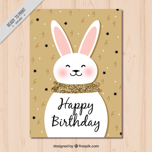 Lapin Mignon Carte D Anniversaire Vecteur Gratuite